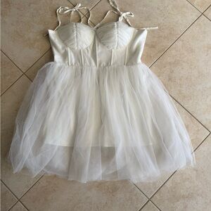 Showpo White Corset Tulle Mini Dress Size US 16 | Bridal, Party, Baby Doll